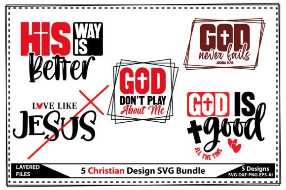 5 Christian Design SVG Bundle: Perfect for T-Shirt Designs and Graphics