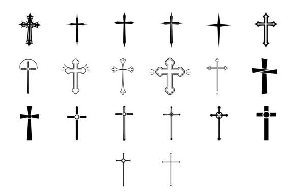 Christian Cross Icon Set for T-Shirt Designs & Graphics